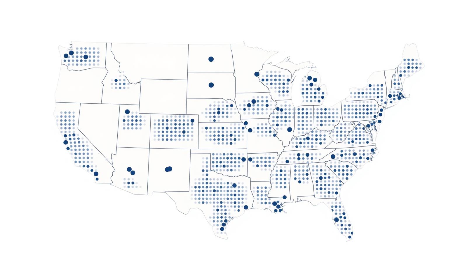 Map of the United States showing Mitzner Law nationwide coverage